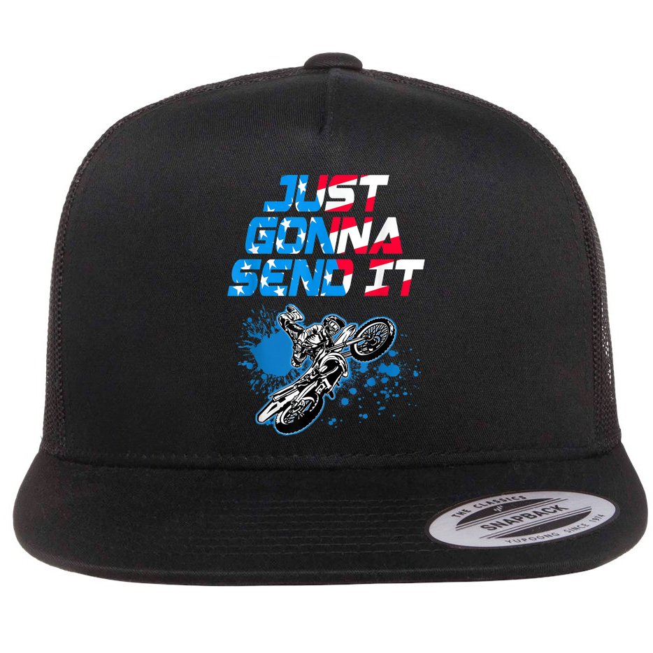 Just Gonna Send It Motocross Dirt Bike Tee Flat Bill Trucker Hat