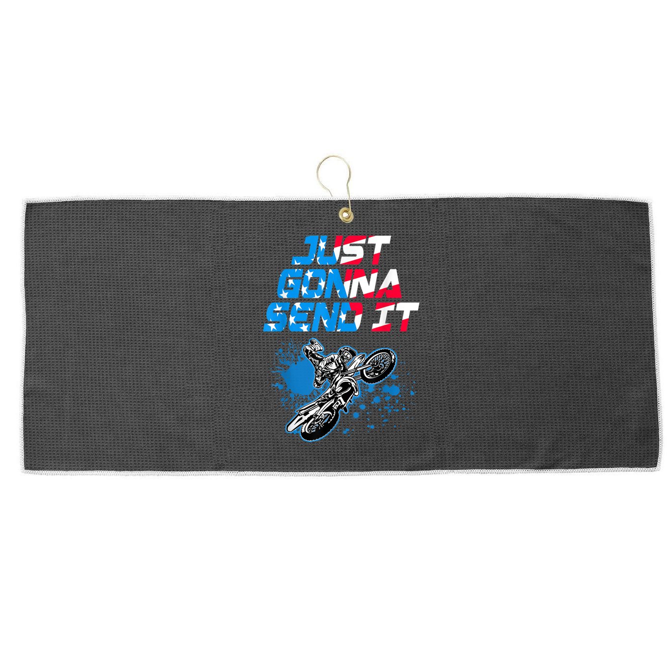 Just Gonna Send It Motocross Dirt Bike Tee Large Microfiber Waffle Golf Towel