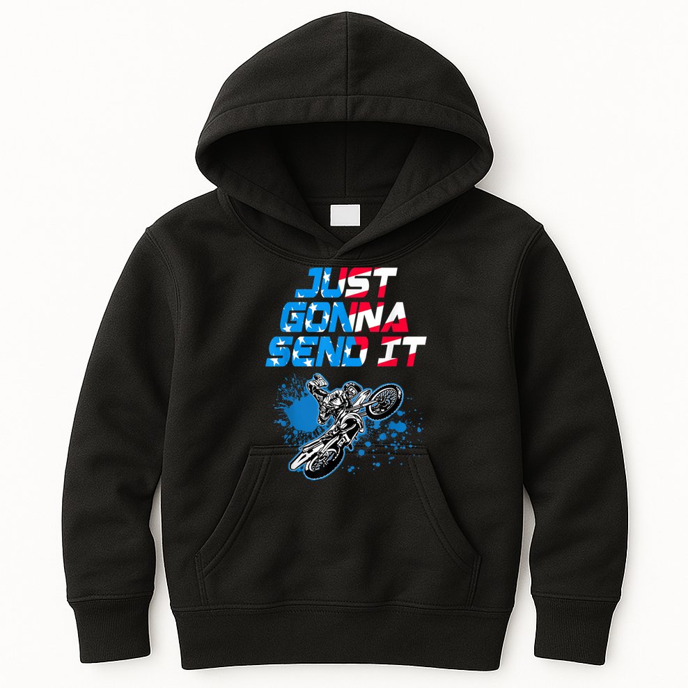 Just Gonna Send It Motocross Dirt Bike Tee Kids Hoodie