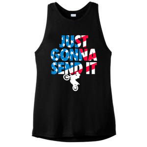 Just Gonna Send It American Flag Dirt Bike Motocross Ladies PosiCharge Tri-Blend Wicking Tank