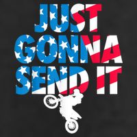Just Gonna Send It American Flag Dirt Bike Motocross 7 Panel Mesh Trucker Snapback Hat