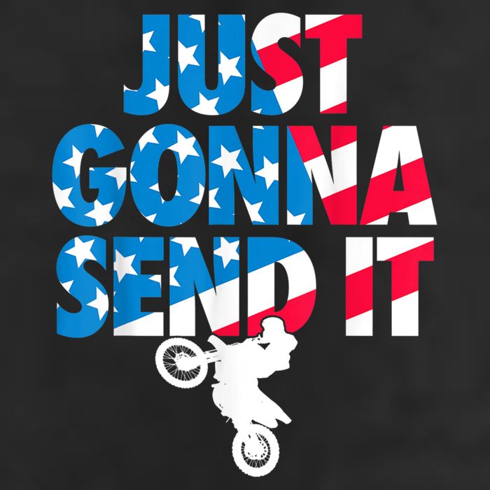 Just Gonna Send It American Flag Dirt Bike Motocross 7 Panel Mesh Trucker Snapback Hat