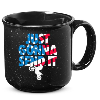 Just Gonna Send It American Flag Dirt Bike Motocross 15oz Campfire Ceramic Mug