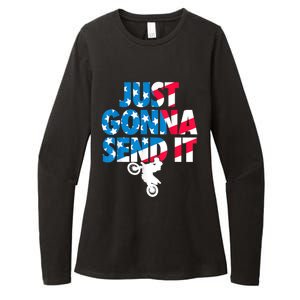 Just Gonna Send It American Flag Dirt Bike Motocross Womens CVC Long Sleeve Shirt