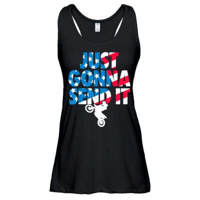 Just Gonna Send It American Flag Dirt Bike Motocross Ladies Essential Flowy Tank