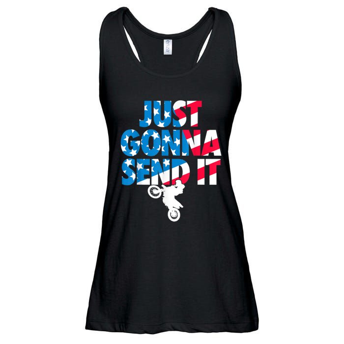 Just Gonna Send It American Flag Dirt Bike Motocross Ladies Essential Flowy Tank