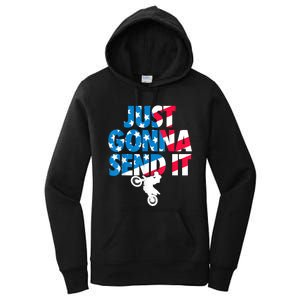 Just Gonna Send It American Flag Dirt Bike Motocross Women's Pullover Hoodie