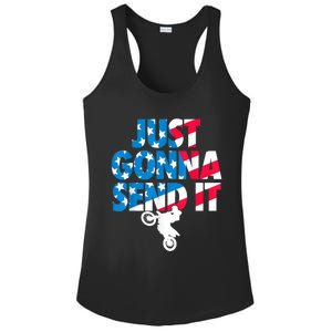 Just Gonna Send It American Flag Dirt Bike Motocross Ladies PosiCharge Competitor Racerback Tank