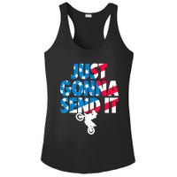 Just Gonna Send It American Flag Dirt Bike Motocross Ladies PosiCharge Competitor Racerback Tank