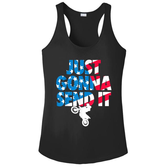 Just Gonna Send It American Flag Dirt Bike Motocross Ladies PosiCharge Competitor Racerback Tank