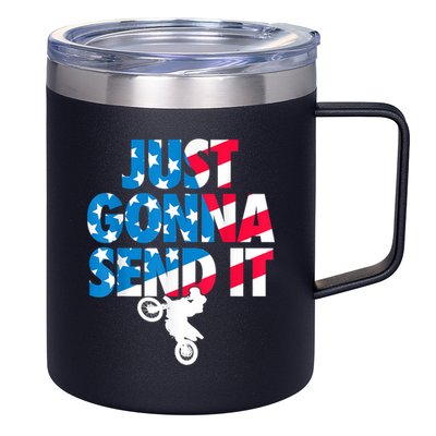 Just Gonna Send It American Flag Dirt Bike Motocross 12oz Stainless Steel Coffee Mug