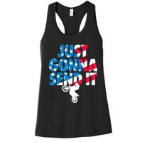 Just Gonna Send It American Flag Dirt Bike Motocross Women's Racerback Tank