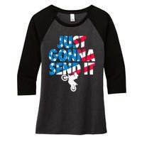 Just Gonna Send It American Flag Dirt Bike Motocross Women's Tri-Blend 3/4-Sleeve Raglan Shirt