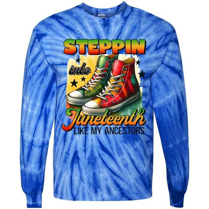 Junenth Gift Stepping Into Junenth Black Gift Tie-Dye Long Sleeve Shirt