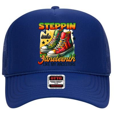 Junenth Gift Stepping Into Junenth Black Gift High Crown Mesh Back Trucker Hat