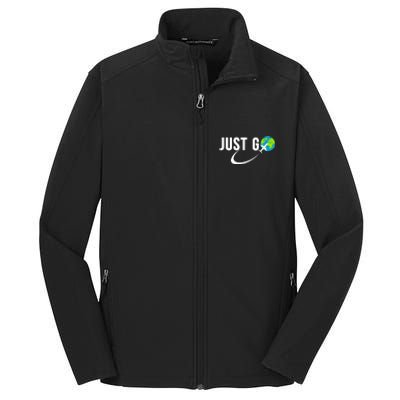 Just Go Travel Addict Globe Airplane World Solo Traveler Core Soft Shell Jacket