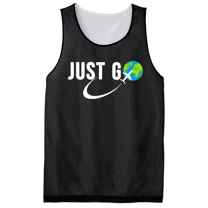 Just Go Travel Addict Globe Airplane World Solo Traveler Mesh Reversible Basketball Jersey Tank