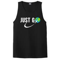 Just Go Travel Addict Globe Airplane World Solo Traveler PosiCharge Competitor Tank