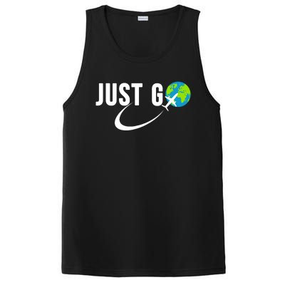 Just Go Travel Addict Globe Airplane World Solo Traveler PosiCharge Competitor Tank