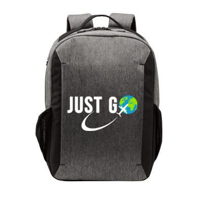 Just Go Travel Addict Globe Airplane World Solo Traveler Vector Backpack