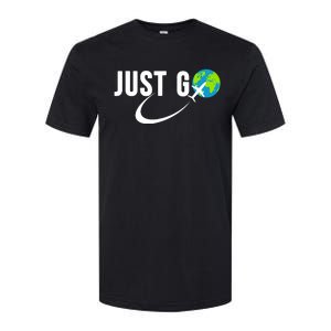 Just Go Travel Addict Globe Airplane World Solo Traveler Softstyle CVC T-Shirt