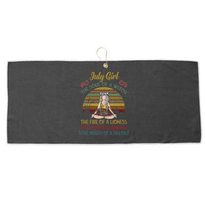 July Girl The Soul Of A Witch Vintage July Birthday Gift Large Microfiber Waffle Golf Towel