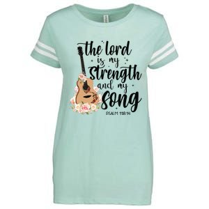 Jesus Guitar The Lord Is My Strength My Song Enza Ladies Jersey Football T-Shirt