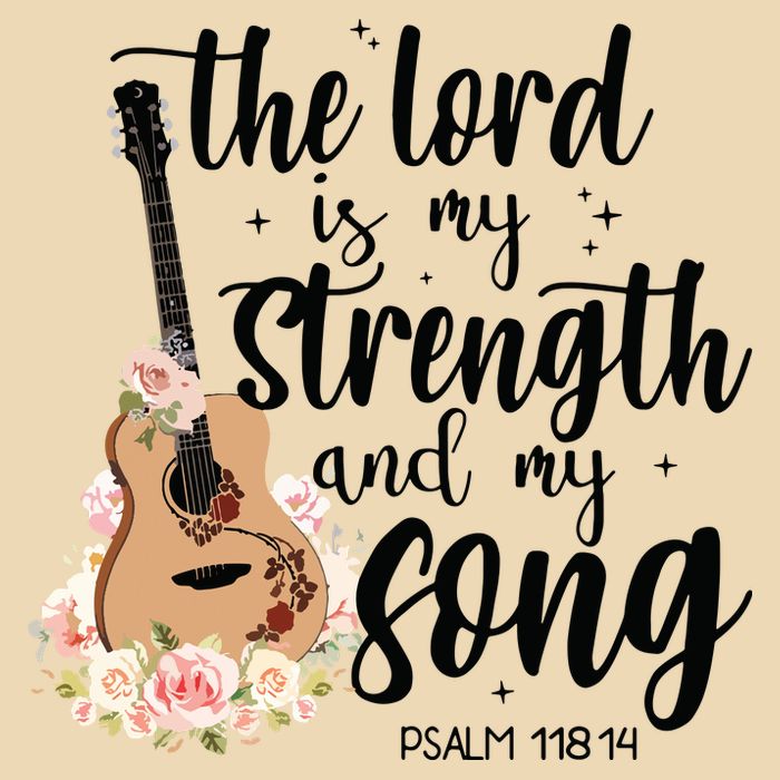 Jesus Guitar The Lord Is My Strength My Song Drawstring Bag