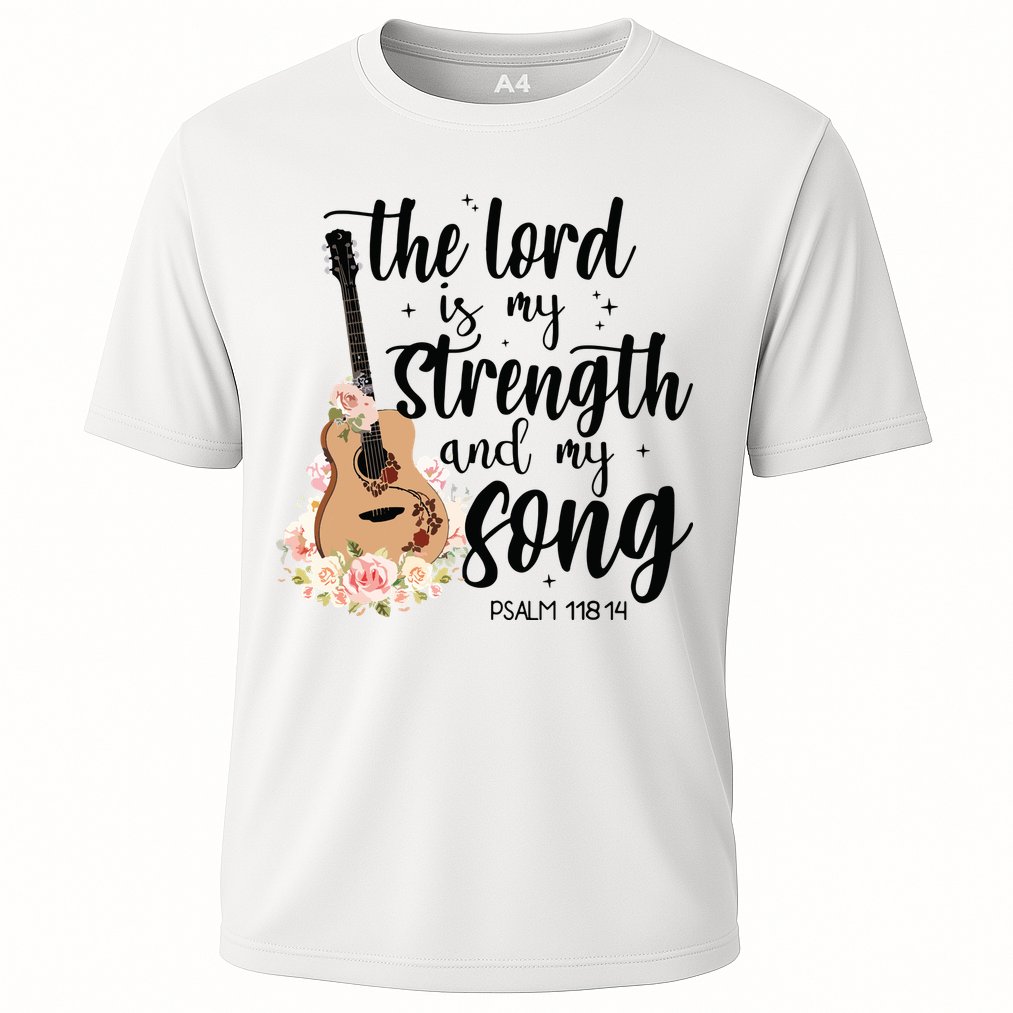 Jesus Guitar The Lord Is My Strength My Song Cooling Performance Crew T-Shirt