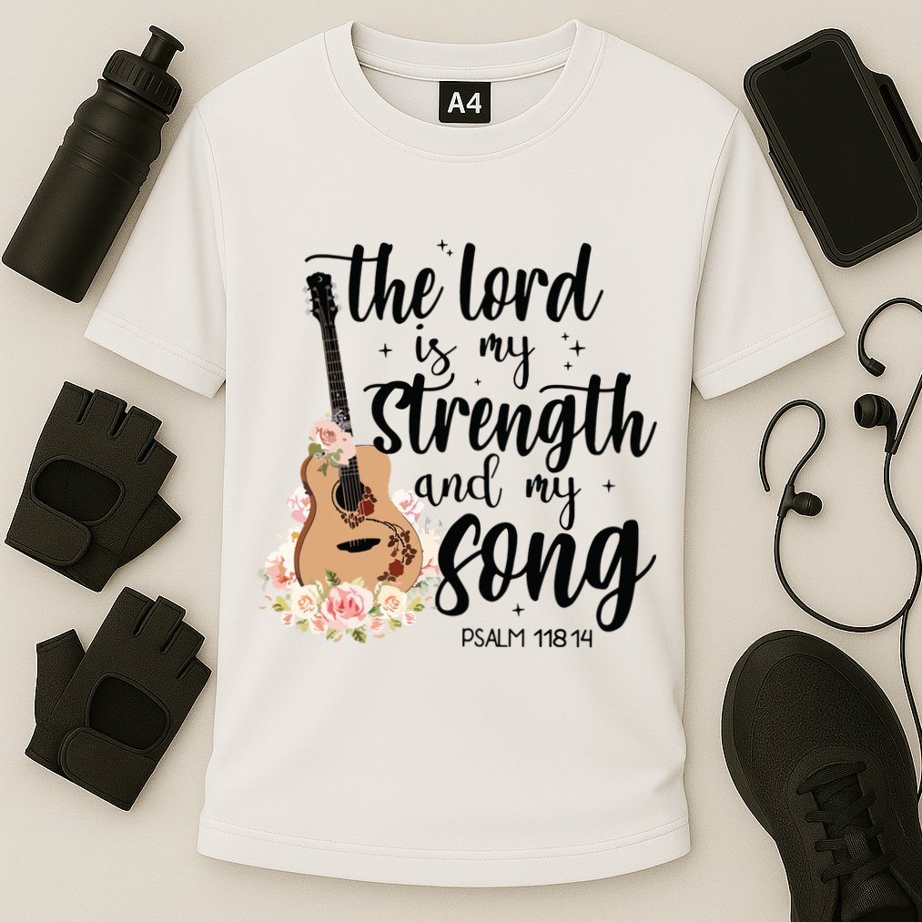 Jesus Guitar The Lord Is My Strength My Song Cooling Performance Crew T-Shirt