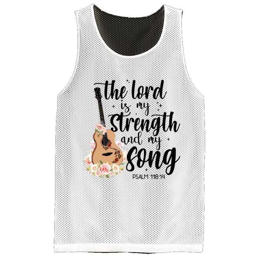 Jesus Guitar The Lord Is My Strength My Song Mesh Reversible Basketball Jersey Tank