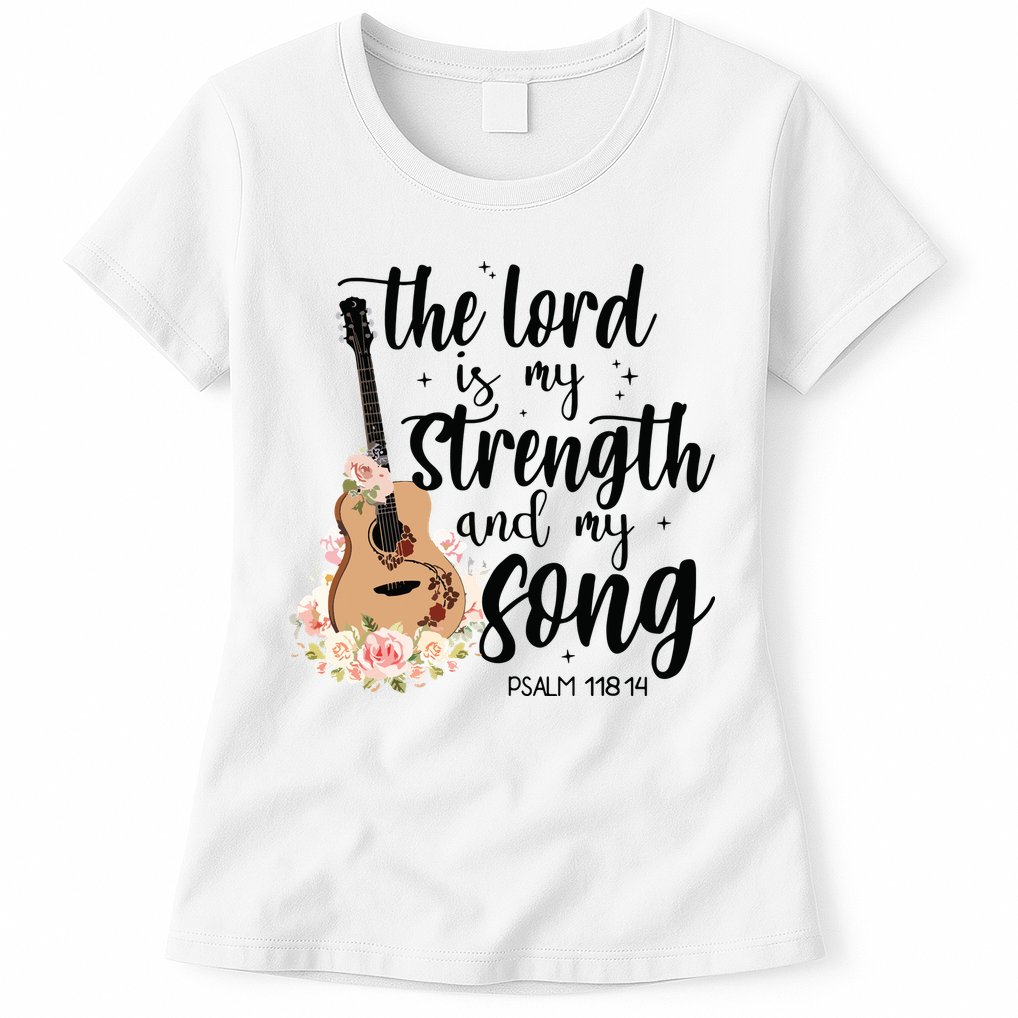 Jesus Guitar The Lord Is My Strength My Song Womens T-Shirt