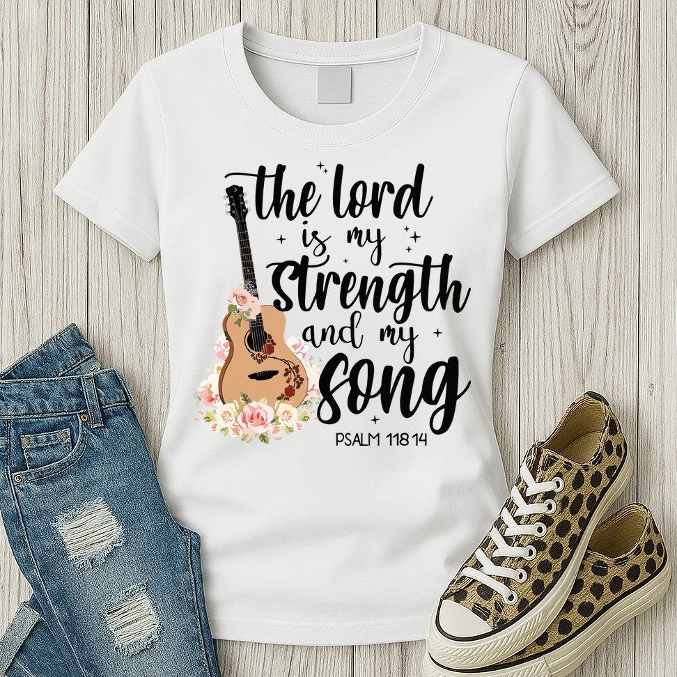Jesus Guitar The Lord Is My Strength My Song Womens T-Shirt