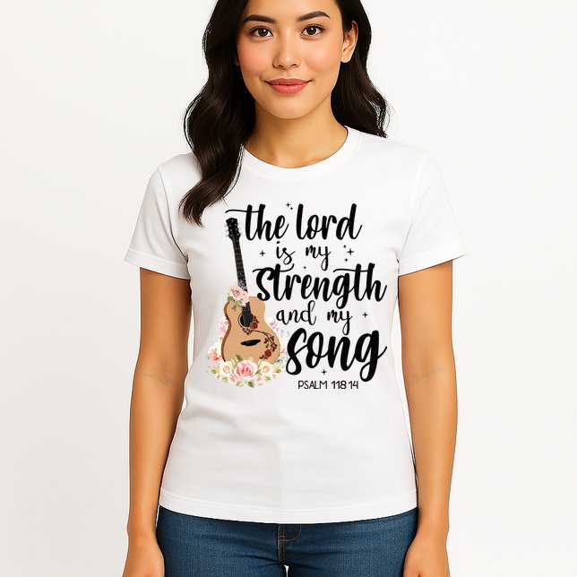 Jesus Guitar The Lord Is My Strength My Song Womens T-Shirt