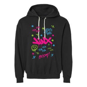 Jinx Graffiti Vibrant Punk Style Garment-Dyed Fleece Hoodie