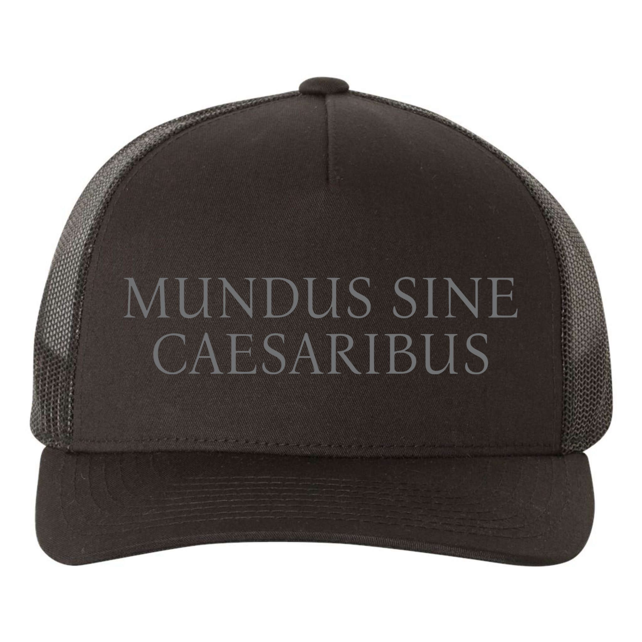 Jay Graber Wearing Mundus Sine Caesaribus Yupoong Adult 5-Panel Trucker Hat
