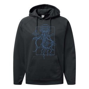 Jellyfish Graphic With Fishes In Sea Performance Fleece Hoodie