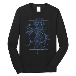 Jellyfish Graphic With Fishes In Sea Long Sleeve Shirt