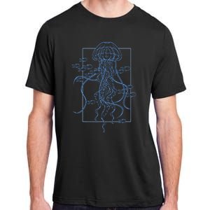 Jellyfish Graphic With Fishes In Sea Adult ChromaSoft Performance T-Shirt