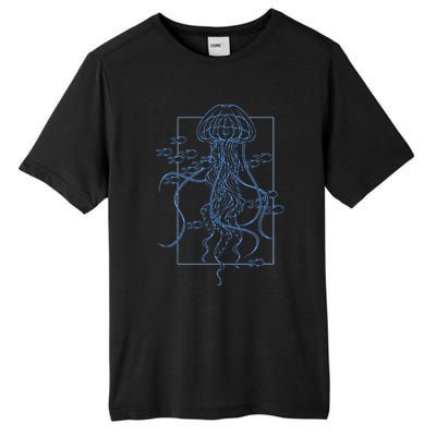 Jellyfish Graphic With Fishes In Sea Tall Fusion ChromaSoft Performance T-Shirt