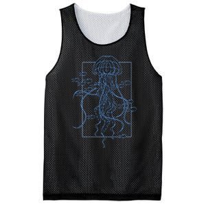 Jellyfish Graphic With Fishes In Sea Mesh Reversible Basketball Jersey Tank