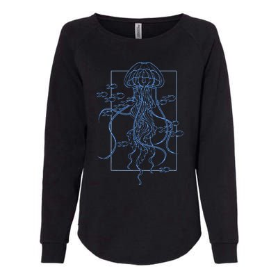 Jellyfish Graphic With Fishes In Sea Womens California Wash Sweatshirt