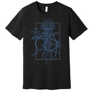 Jellyfish Graphic With Fishes In Sea Premium T-Shirt