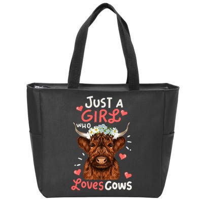 Just Girl Who Love Scottish Highland Cowsshirt Zip Tote Bag