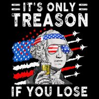 July George Washington 1776 It's Only Treason If You Lose Women's V-Neck T-Shirt