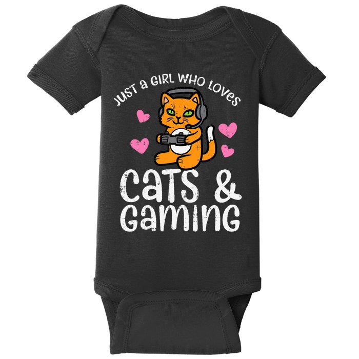 Just Girl Who Loves Cats Gaming Cute Gamer Wo Girl Baby Bodysuit