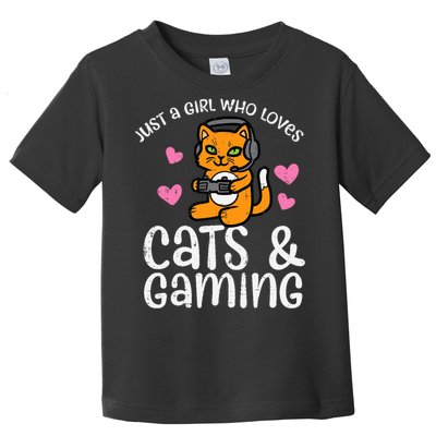 Just Girl Who Loves Cats Gaming Cute Gamer Wo Girl Toddler T-Shirt