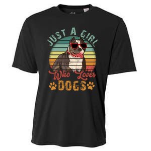 Just Girl Who Loves Dogs Funny Retro Pug Cooling Performance Crew T-Shirt