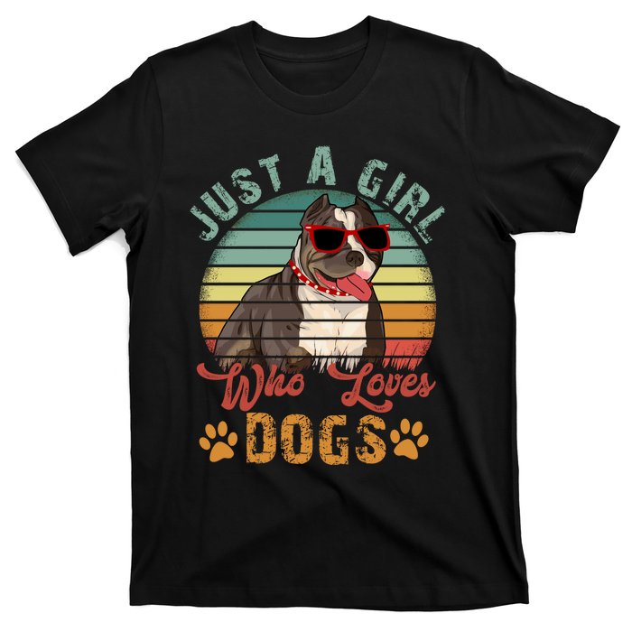 Just Girl Who Loves Dogs Funny Retro Pug T-Shirt