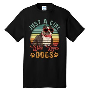 Just Girl Who Loves Dogs Funny Retro Pug Tall T-Shirt